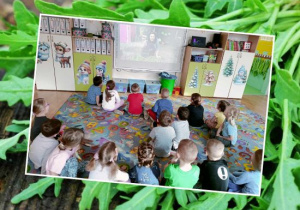 Dzieci oglądają film edukacyjny o rukoli