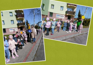 Grupa Biedronek i grupa Motylków w trakcie wiosennego korowodu