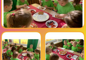 Dzieci w trakcie degustacji gofrów