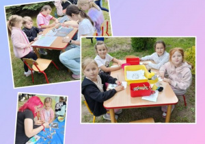 Dzieci kolorują oraz robią tatuaże