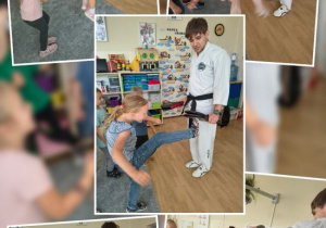Biedronki ćwiczą wyskoki i wykopy.