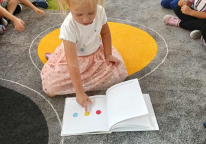 Zuzia pokazuje żółtą kropkę.