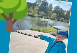 Filip wskazuje rzekę Pilicę.