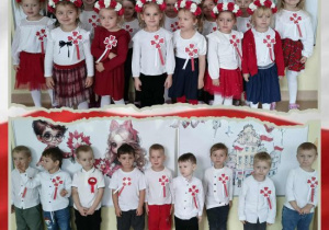 Dzieci z grupy Wiewiórki w trakcie uroczystości z okazji Święta Niepodległości.