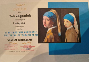 Dyplom Toli Żegnałek.